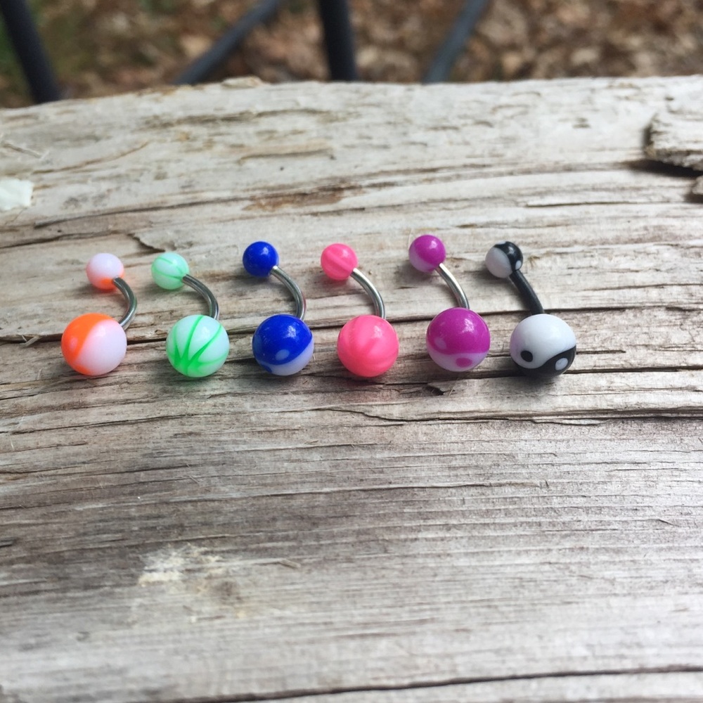 6 Multi-Color‎ Belly Button Navel Rings